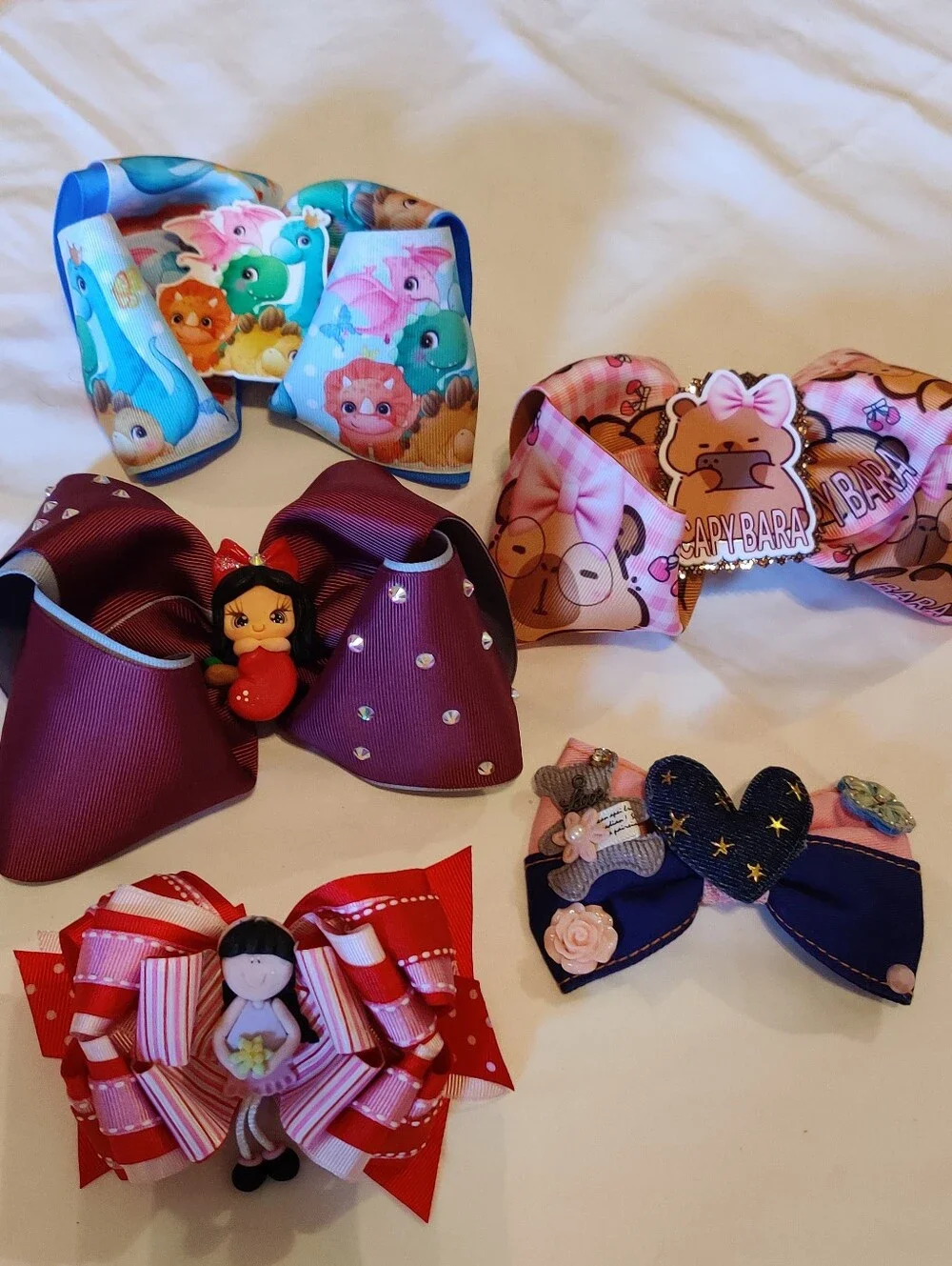 Kids Multicolor Character Hair Bow Set - Assorted Colors